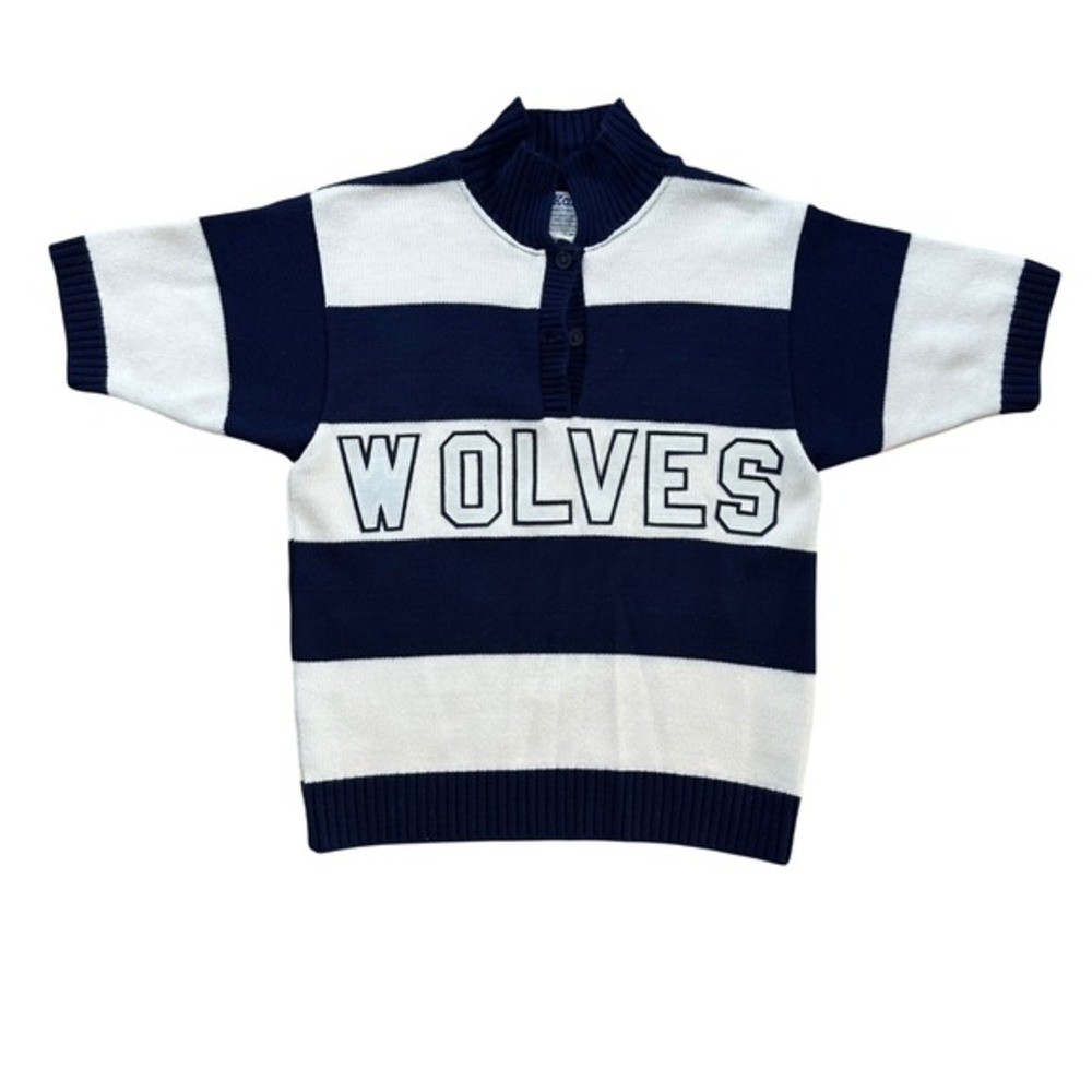 Vintage Kandel Wolves Striped Knit Short Sleeve‎ Button Up Sweater Mens 36